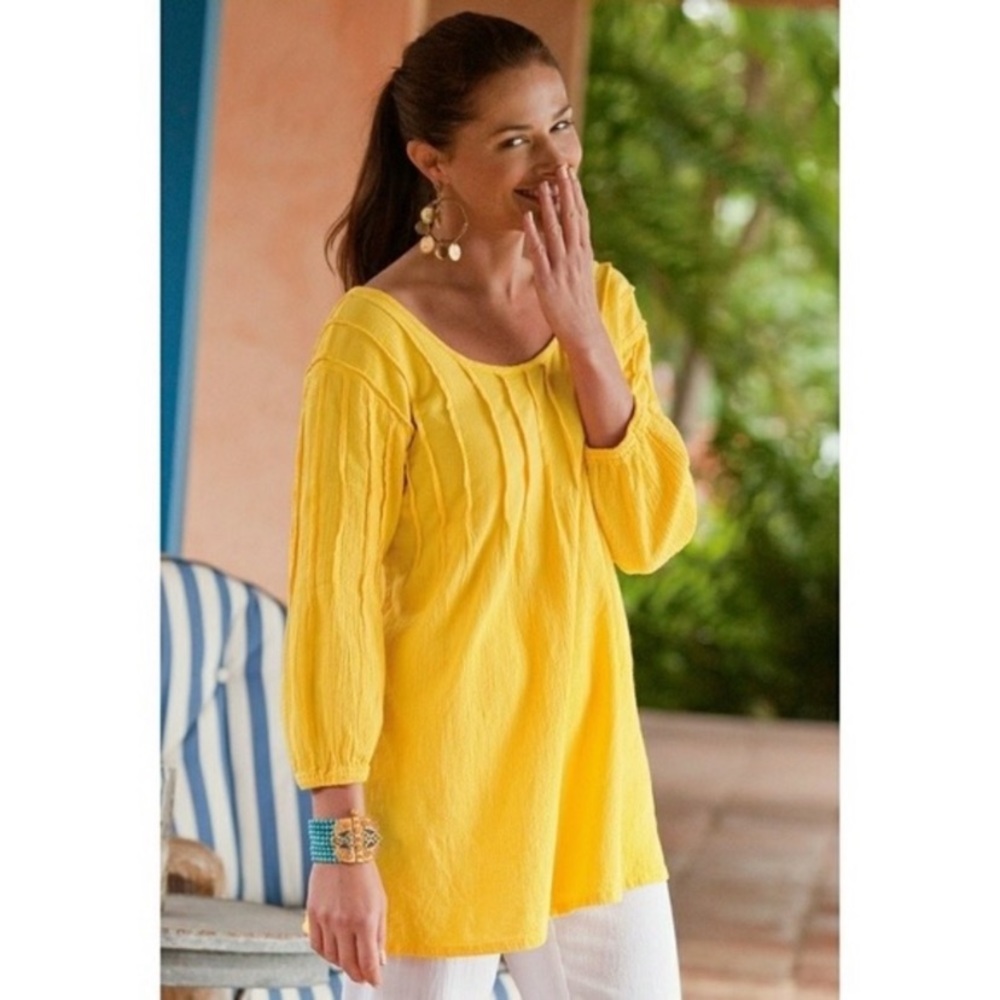 Soft Surroundings Pintuck Gauze Tunic Size Large